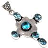 Pendant Swiss Blue Quartz Gemstone Gift For Her Silver Jewelry 2"