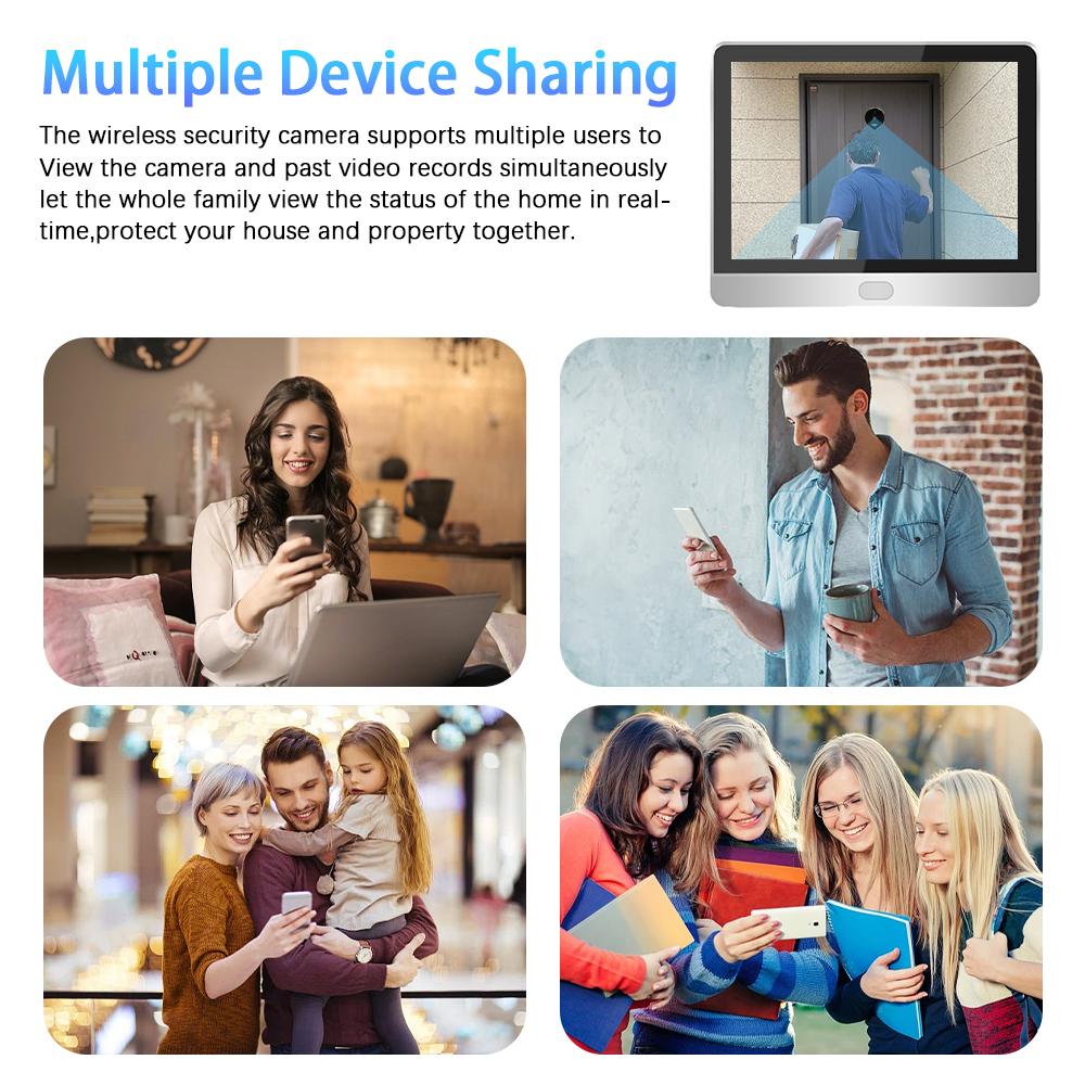 600PA 5 inch LCD Tuya Smart Doorbell Video Door Peepholes 2.4G Wifi 1080P Security Home Door Camera 10000mah Battery 24-hour Recording