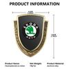 AAAAS1 Car Styling 3D Shield Metal Emblem Badge Sticker Decoration Decal For Skoda S Kodiaq Octavia 2 3 Yeti Karoq Rapid Fabia VII VRS