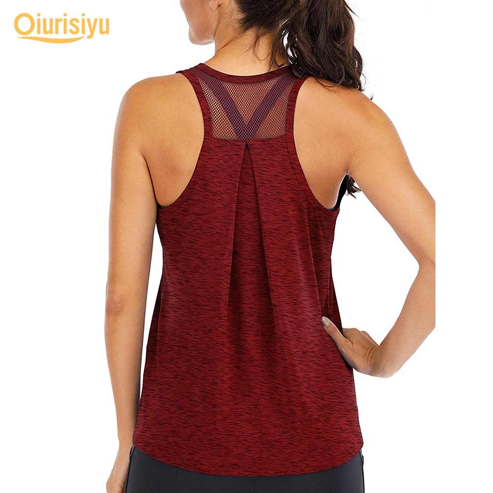 Women Solid Color O Neck Sleeveless Quick Dry Raceback Vest