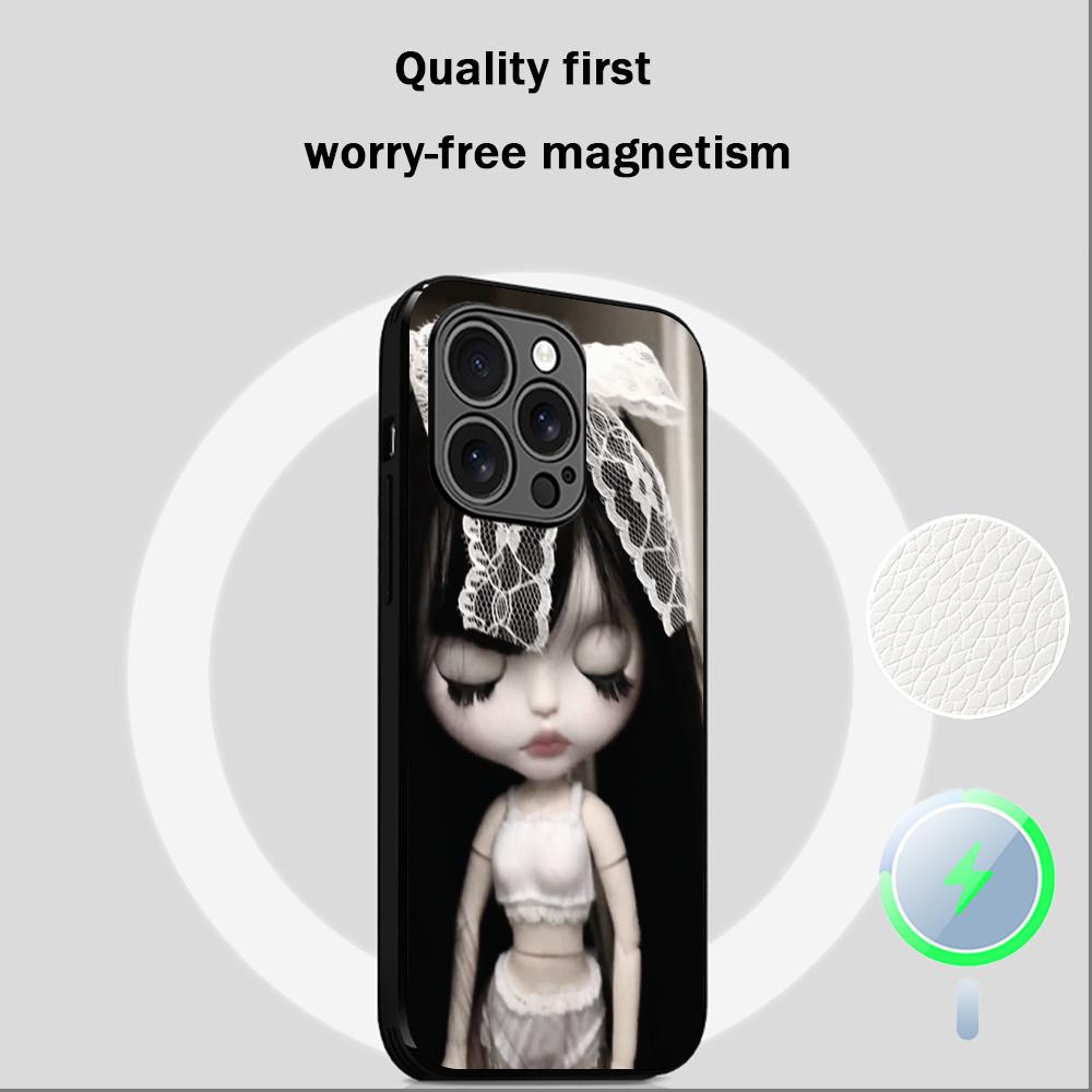 Милая кукла Blythe Модный дизайн узора Чехол для телефона Для iPhone 17 16 15 14 13 12 Plus Pro Max Высококачественный Роскошный Magsafe Овчина
