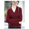 Women S V Neck Long Sleeve Knit Cardigan Loose Solid Color Casual Top