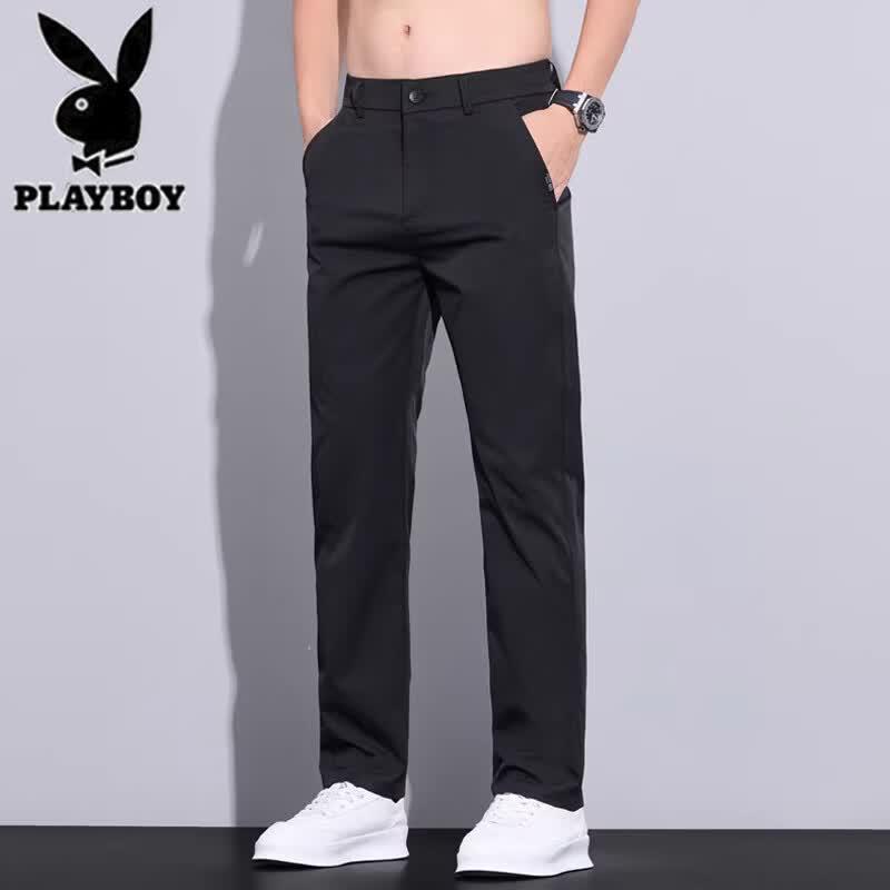PLAYBOY Мужские повседневные брюки прямого кроя из ледяного шелка