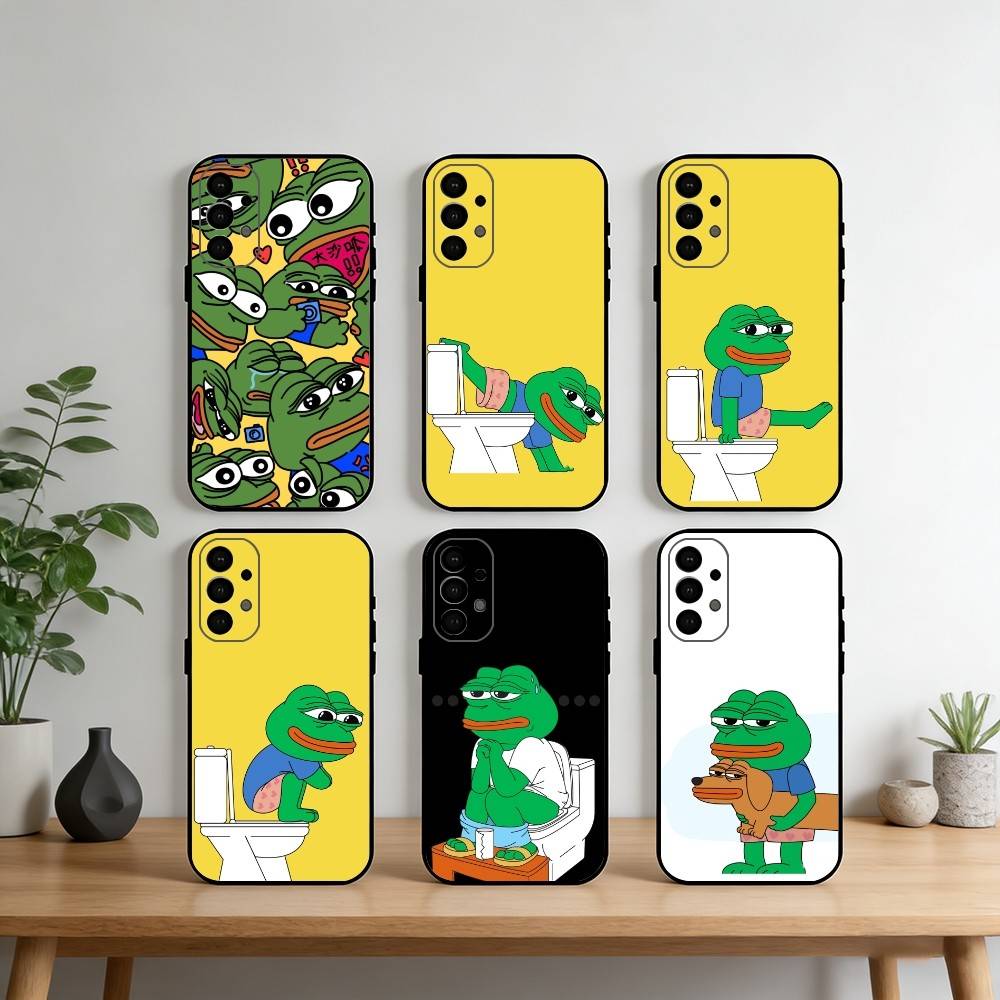 Funny P-Pepe Frog Sad Phone Case For Samsung S25,S24,S21,S22,S23,S30,Ultra,S20,Plus,Fe,Note,10,9,5G Black Cover