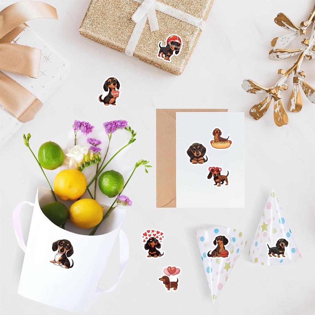 500pcs/roll Dachshund Decorative Stickers Cute Dog Laptop Water Bottle Phone Case Home Decoration Ideal for Adults Animal Lovers