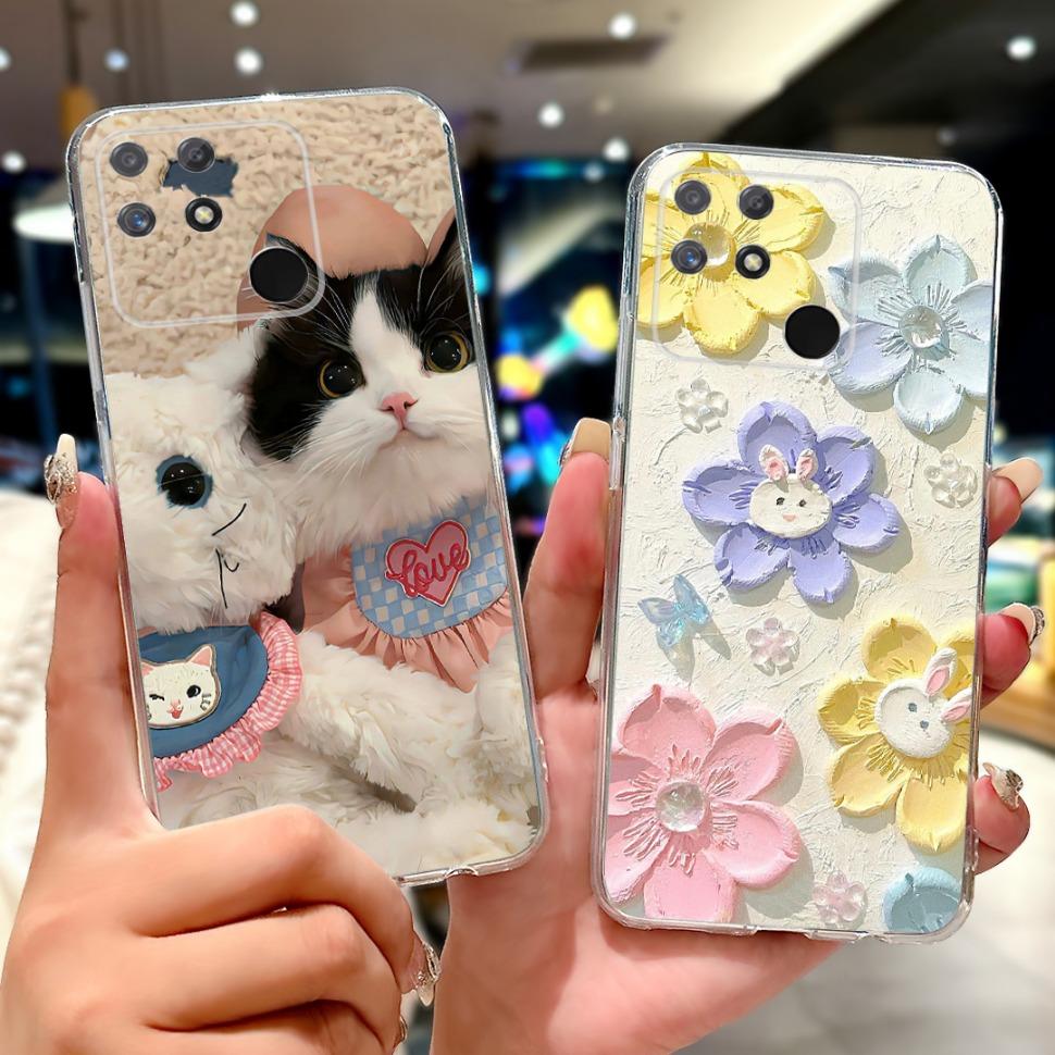 Мягкий Полный Защитный Чехол RMX3430 Для Realme Narzo 50A Чехол С Рисунком Кошки Для Realme Narzo 50A Narzo50A Силиконовые Чехлы Чехол