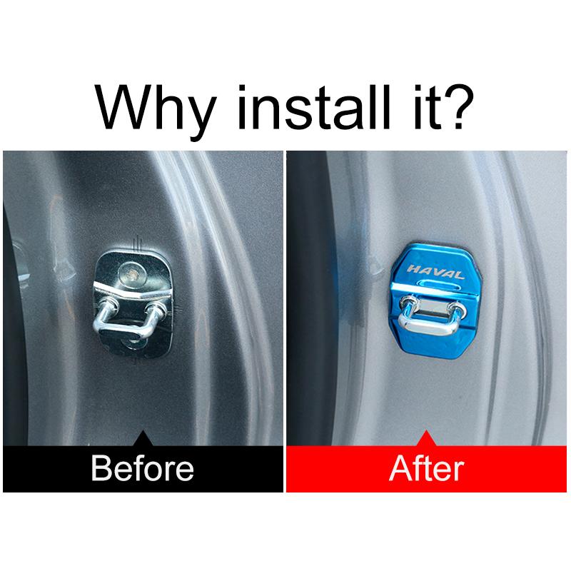 4 шт. Накладки на замки дверей автомобиля из нержавеющей стали, защита пряжки, чехол, защелка, стопор, защита от ржавчины, наклейки-молдинги для Haval H6 3-го поколения 2022 2023