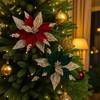 Бархатная Рождественская Пуансеттия 29см Украшения для Рождественской Елки Искусственный Рождественский Цветок Домашнее Украшение