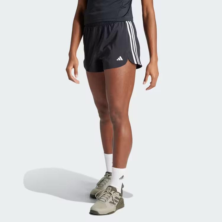 adidas Женские тканые шорты Pacer Training с 3 полосками, с высокой талией, Черные IT7760