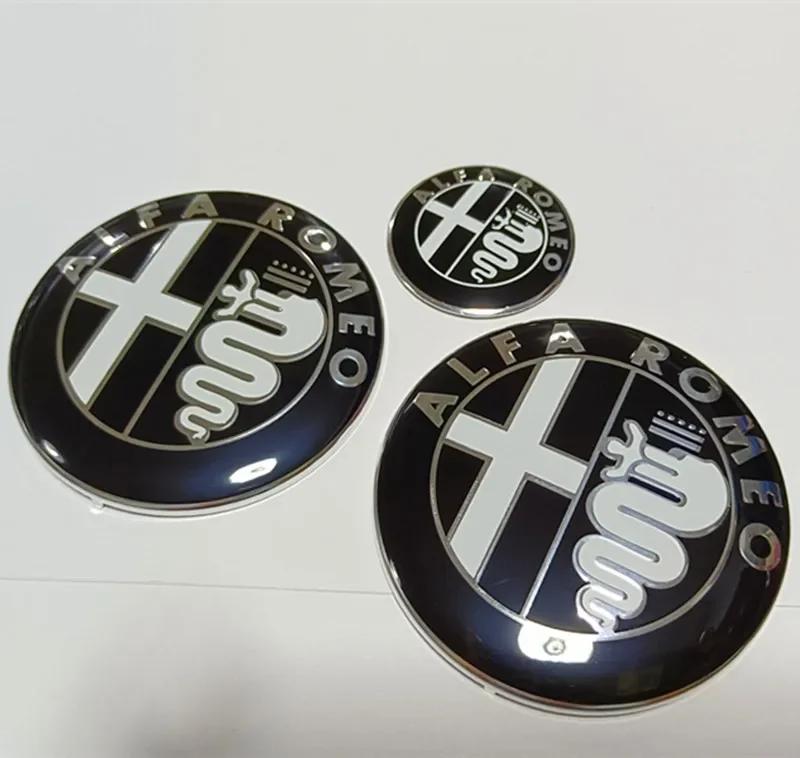 USLT7 Car Front Hood Rear Trunk Badge Steering Wheel Hubcap Sticker For Alfa Romeo Giulia MiTo Stelvio Giulietta GT 159 147 156