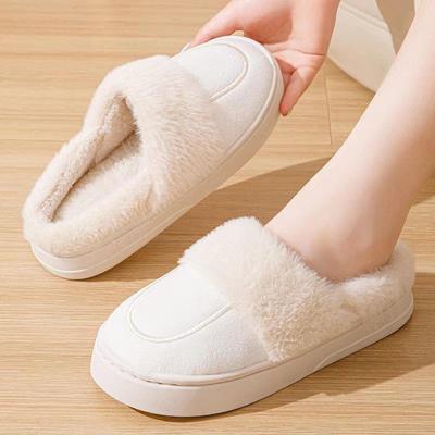 2024 Женская зимняя хлопковая нескользящая домашняя обувь - удобная, на толстой подошве, теплая для пар
