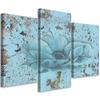 Three Piece Picture Canvas Print Turquoise Flower