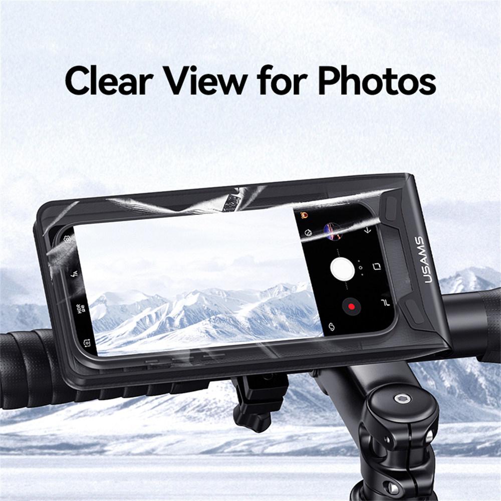 USAMS ZJ083 Waterproof Cycling Phone Holder Bike Handlebar Mount Touch Screen Compatible Phone Pouch