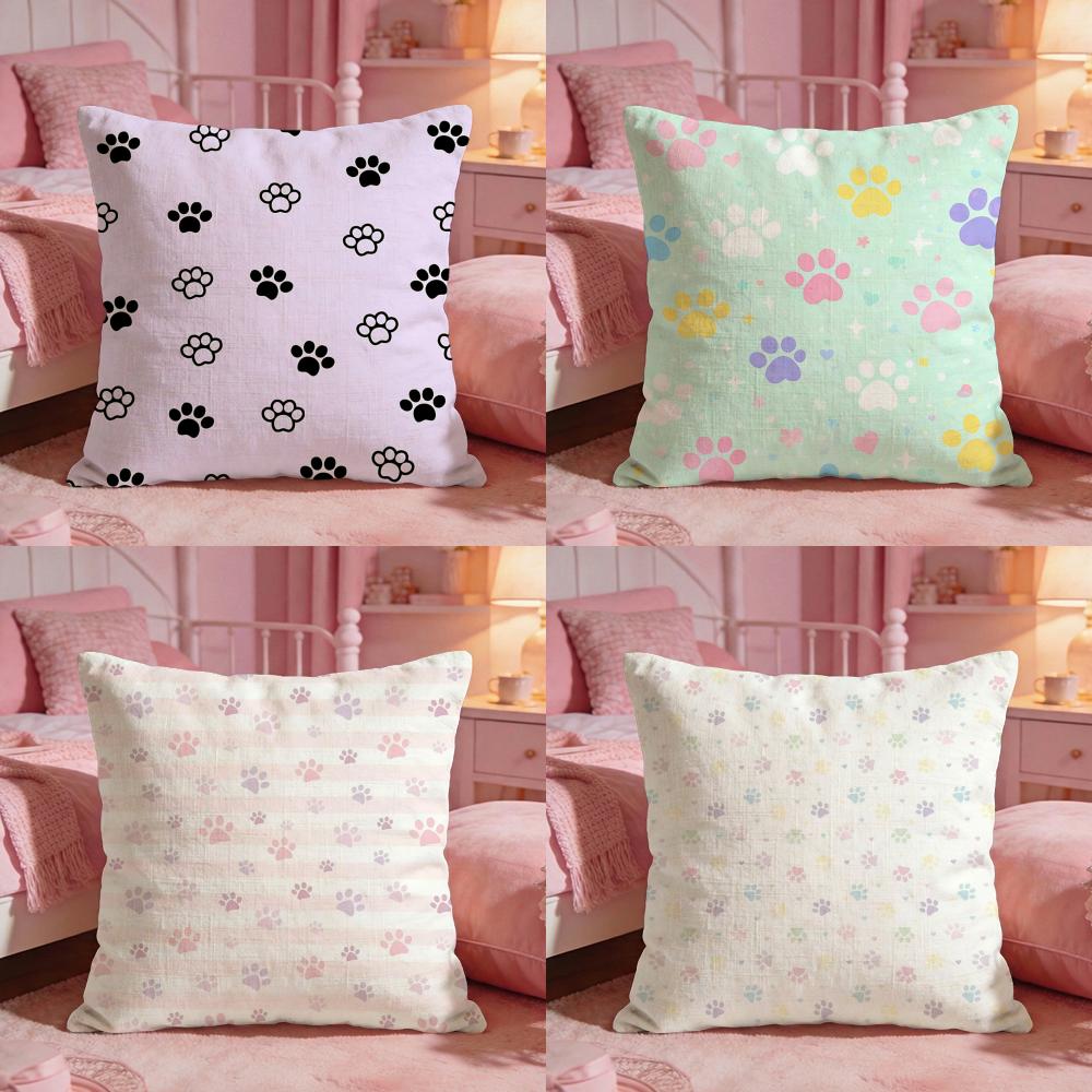 Soft PPastel PawS Cushion Cover Premium Comfort Reversible Pillow Cove Two in One Design for Any Room Car Interior