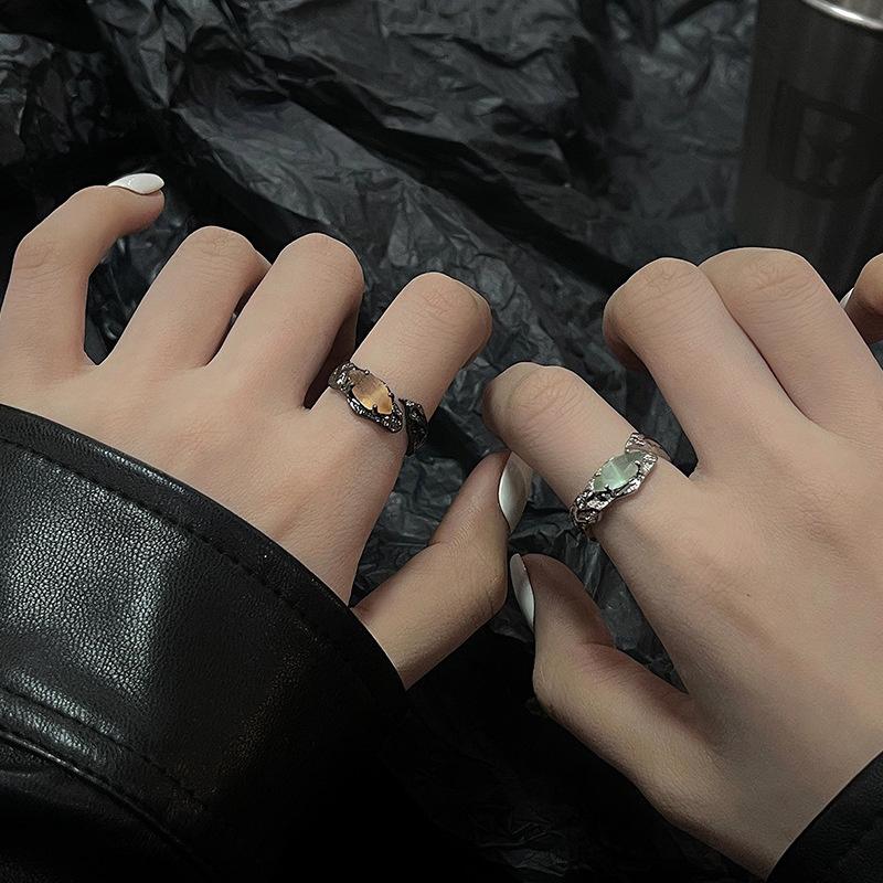 Irregular Lava Metal Ring Fashion Creative Women Punk Hip Hop Personality Geometric Zircon Open Rings Luxury Retro Party Jewelry Gifts