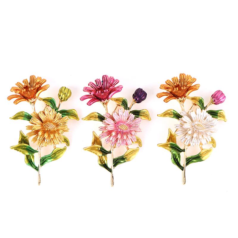 1 шт., эмалированная булавка с цветком ромашки, женские броши, букет, броши для одежды, ювелирные изделия