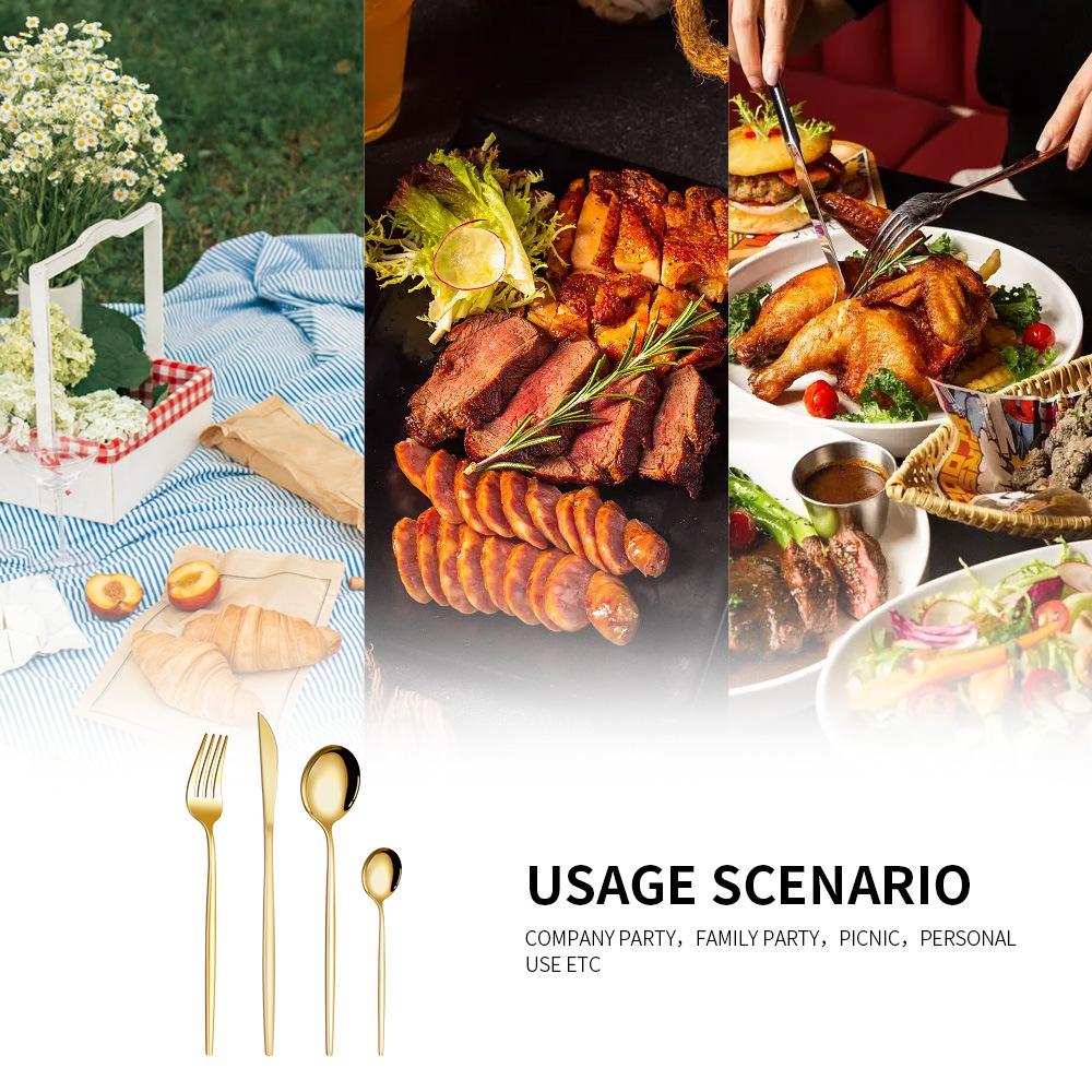 24 шт./упак. Подарочная коробка с титановым покрытием из золота, нож из нержавеющей стали, вилка, ложка, столовые приборы, набор столовых приборов для праздничной кухни, подарочный набор столовых приборов