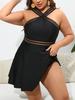 2025 Black 2 Piece Plus Size Dress Swimwear Women Strapped Large One Piece Swimsuit Beach Chubby Big Bathing Suit