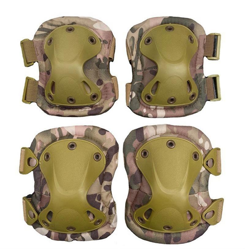 4Pcs/Set Elbow Knee Pads Outdoor Tactical Protective Gear Sports Cycling Hiking Safety Knee Brace Men CS Hunting Knee Support