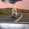 Motorbike Cat Acrylic Hanging Decoration Home Indoor Christmas Tree Car Rearview Mirror 2D Flat Riding