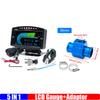 8000RPM Tachometer+ Fuel Level+Oil Press+Voltmeter+Water Temperature Gauge with Aaptor Sensor 26mm-40mm 5 IN 1 LCD Gauge 12V24V