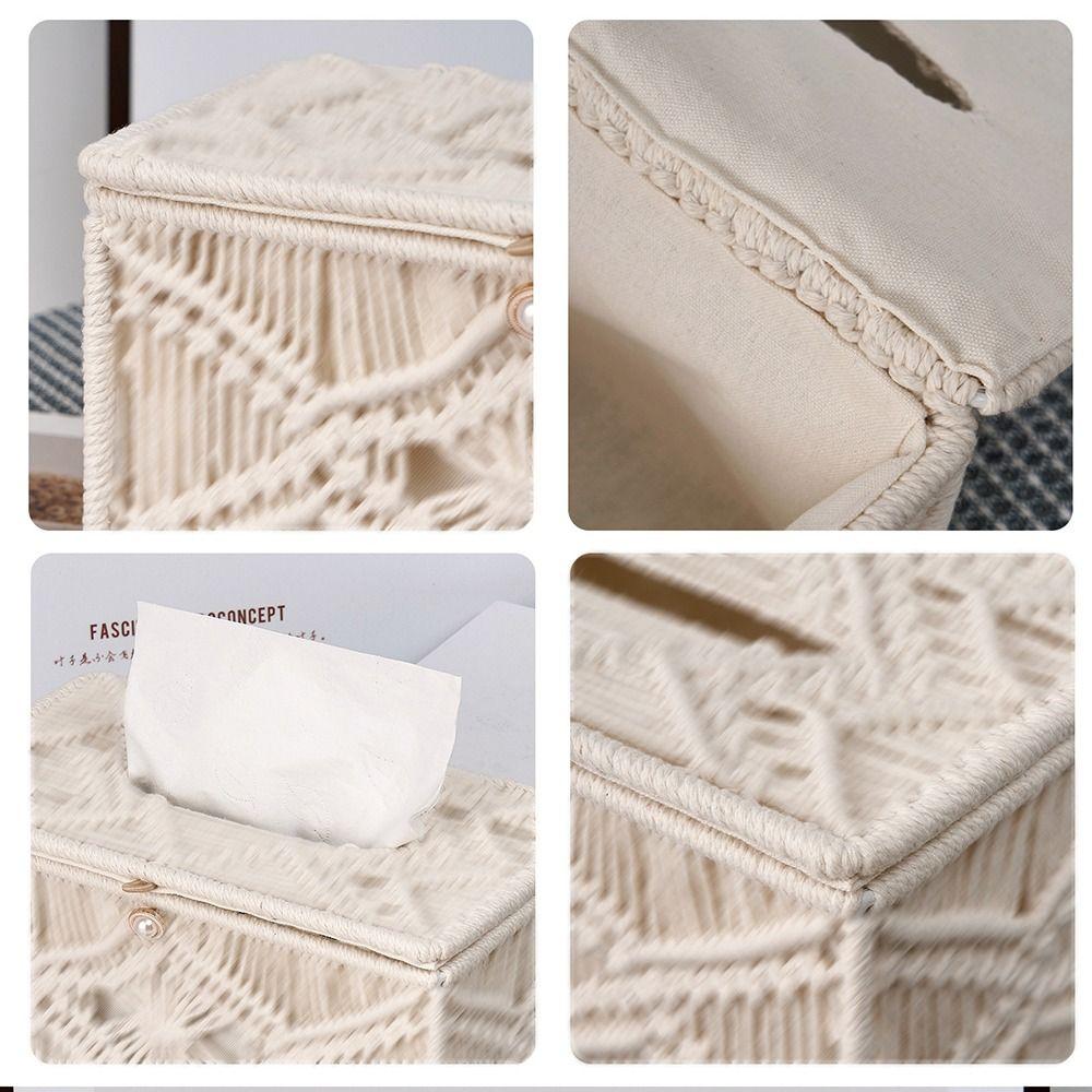 Cotton Tissue Box Cover Square Napkin Case Portable Tissues Holder Countertop Decor