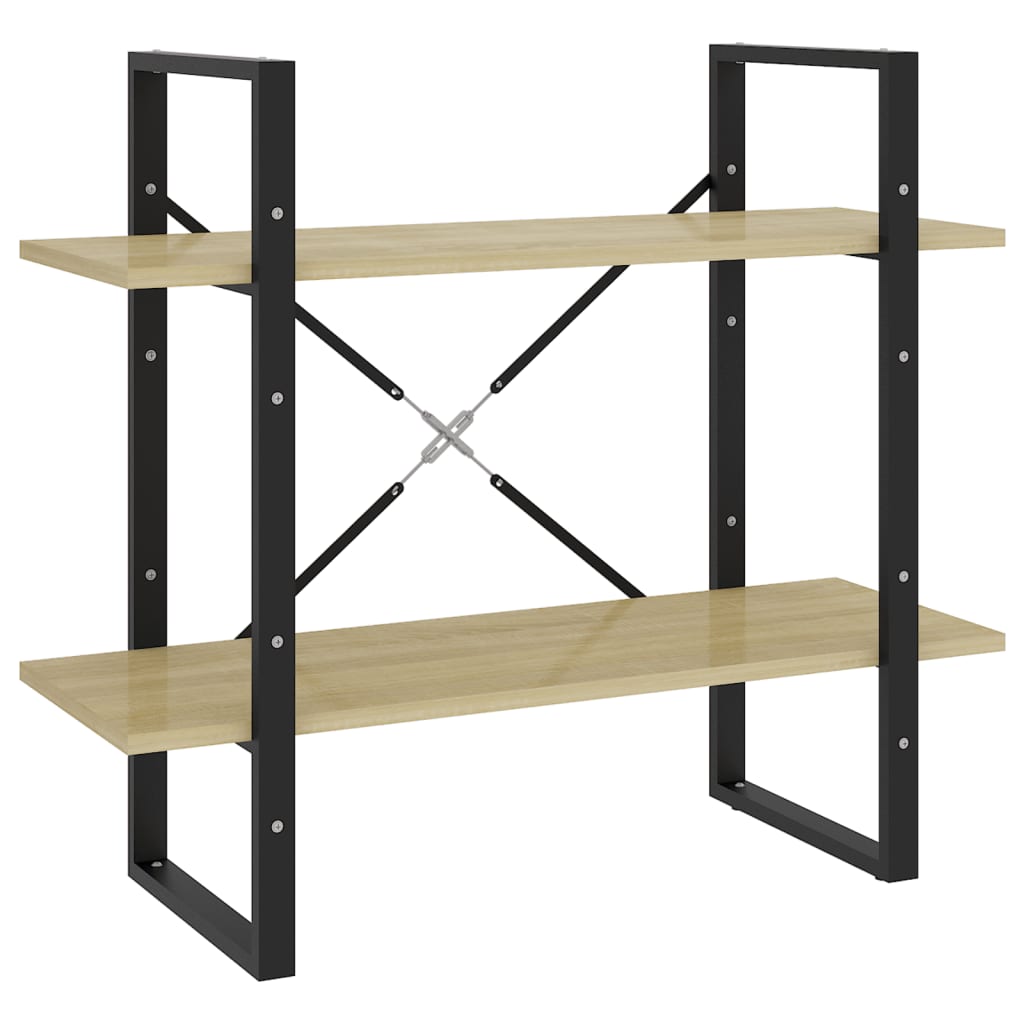 Bookshelf 2 Shelf Sonoma Oak Finish 80 x 30 x 70 cm Engineered Wood