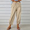 Women's Summer Cotton Linen Pants Elastic Waist Oversized Trousers Loose Drawstring Pocket Long Pants