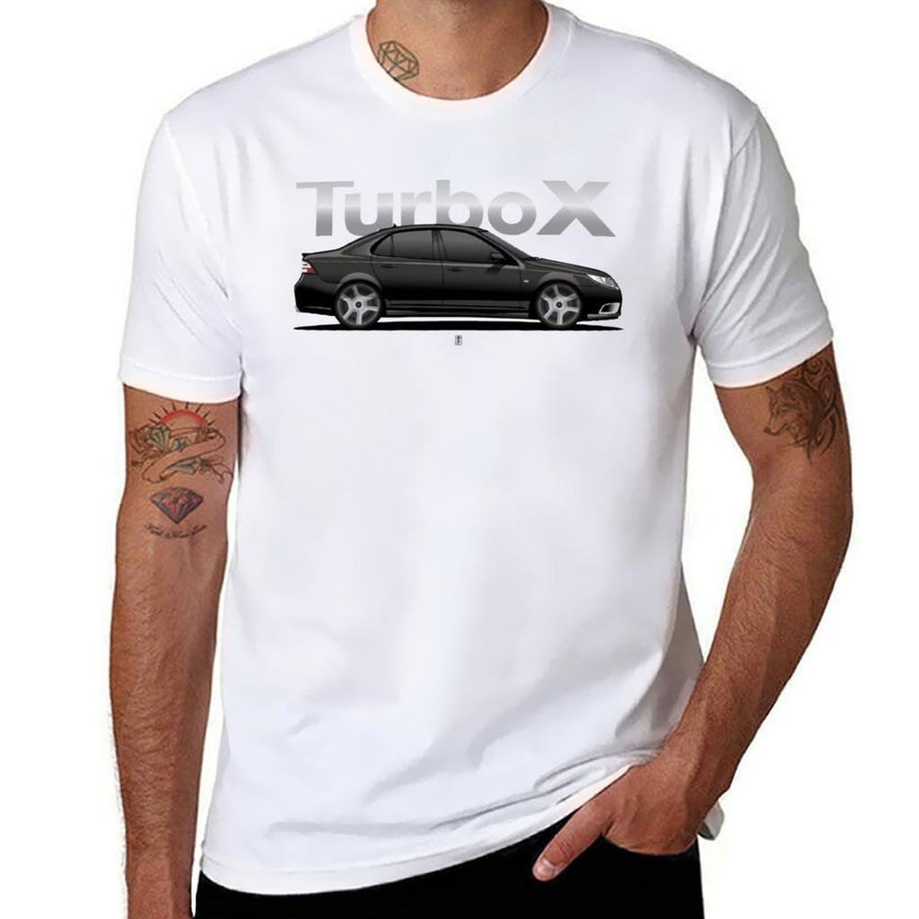 Saab 93 Turbo X Aero Иллюстрация Черная Футболка винтажная графическая футболка кастомная графическая футболка черные футболки для мужчин