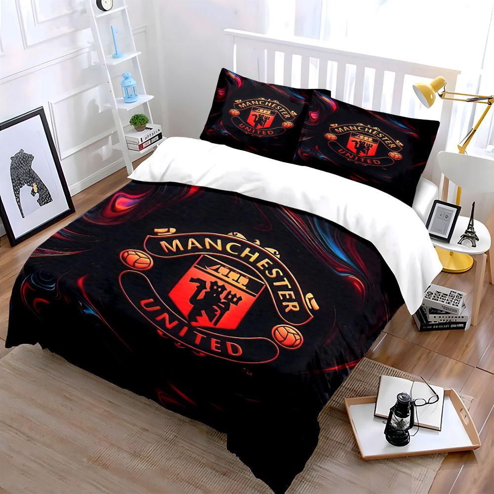 Manchester United Bedding Set Bedding Duvet Cover Set Duvet Cover Pillowcases (1 * Duvet Cover 2 * Pillowcases, without duvet insert)
