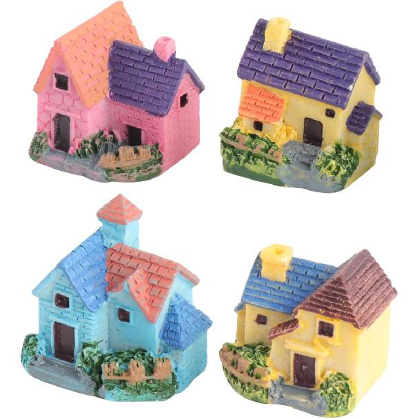4 шт. Миниатюрный домик Фея Сад Смола Домик Бонсай Ремесло Микро Ландшафт DIY Садовое Украшение Деревенский Декор