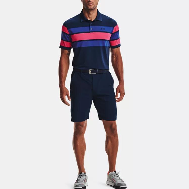 Under Armour Playoff 2.0 Color Block Striped Golf Polo Shirt Men Polo Shirts Blue 1327037-458