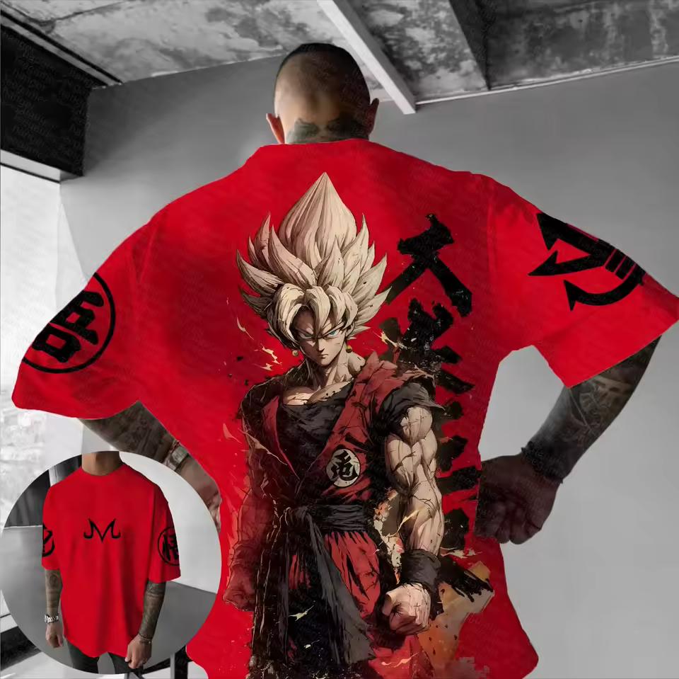 2026 New Summer Hot Dragon Ball Anime Super Saiyan Printed Pure Cotton T-shirt Summer Men Women Harajuku Versatile Casual Top