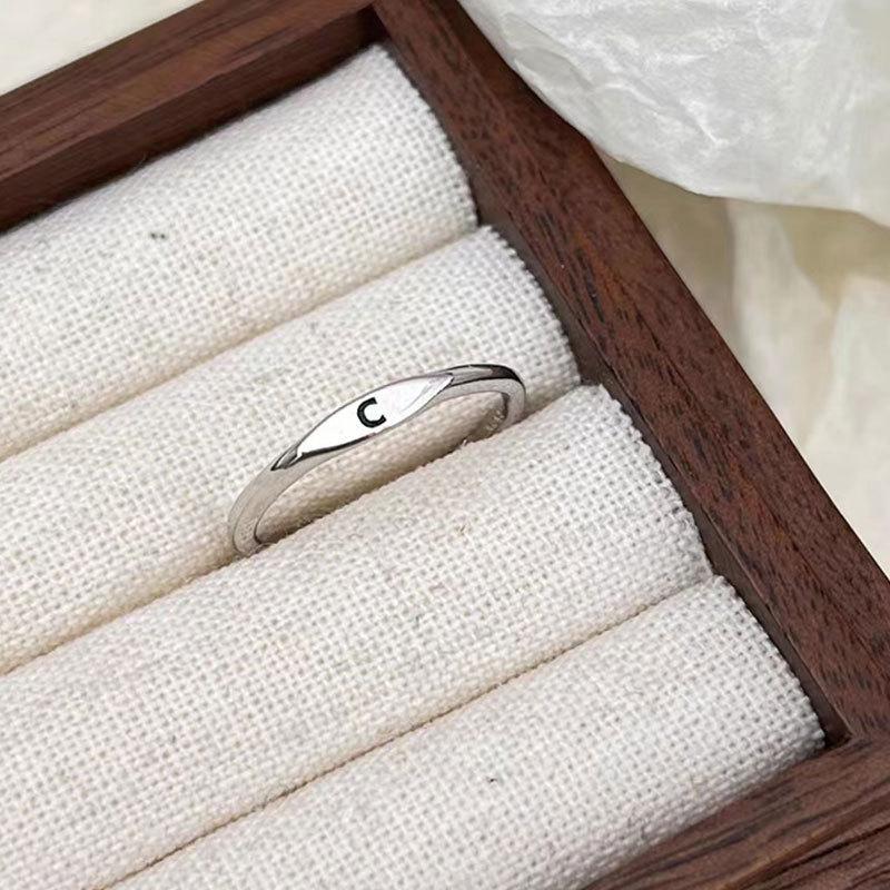 Серебряное Корейское 26 Букв A-Z Открытое Кольцо Мужчины и Женщины Кольцо Подарок для Пары Украшения