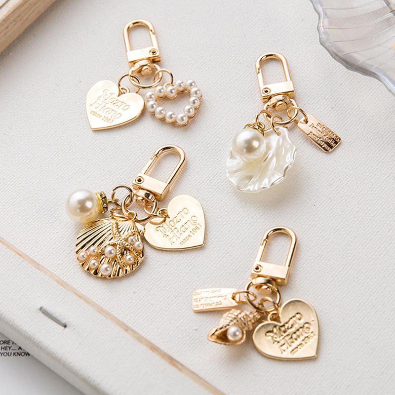 1PC Key Ring Keychain Shell Keychain Heart Keychain Bag Ornament Key Accessory Metal Pendant