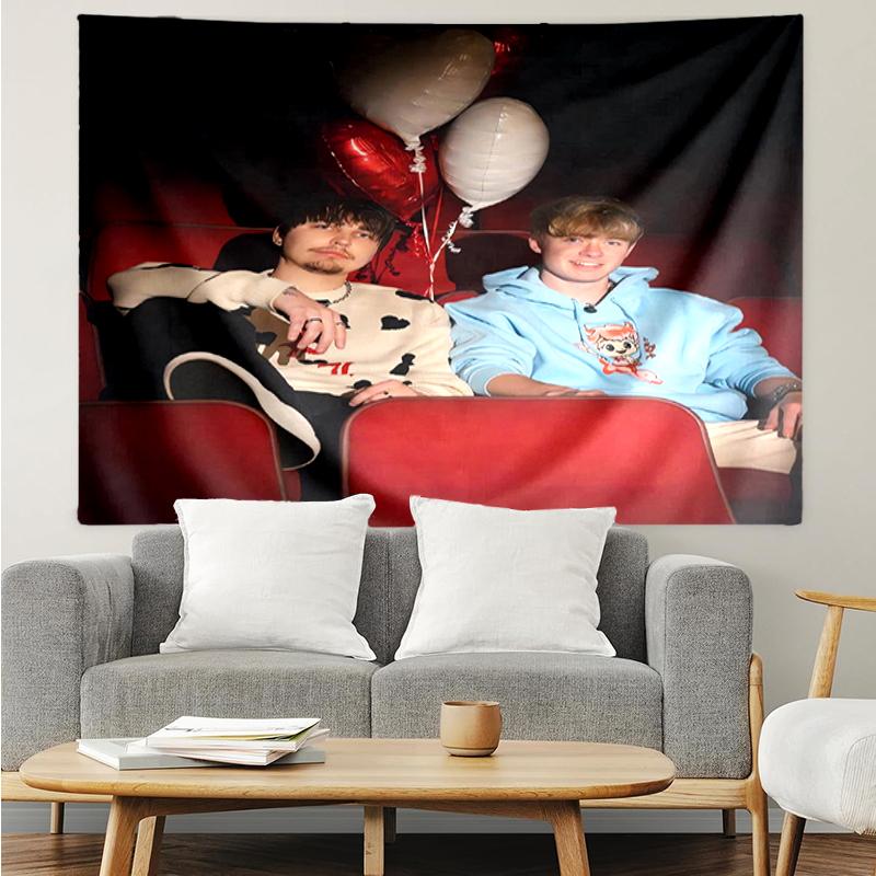 Sam-and-Colby Print Tapestry, Backdrop, Easy Setup, Ideal for Bedroom, Office & Living Room, with Aesthetic Wall Hanging Decor.