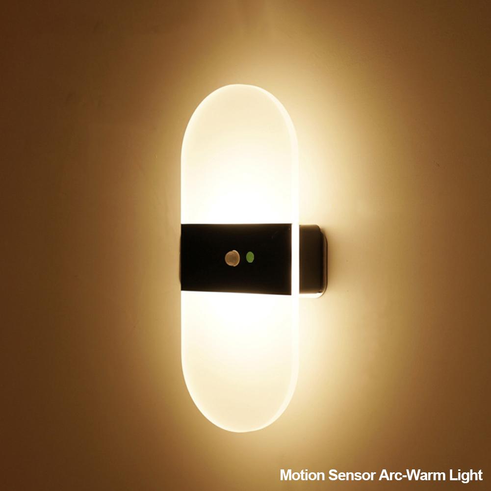 USB перезаряжаемые настенные светильники для дома, с датчиком движения в помещении, освещение для спальни, прикроватная лампа, коридор, лестница, декор, настенный светильник