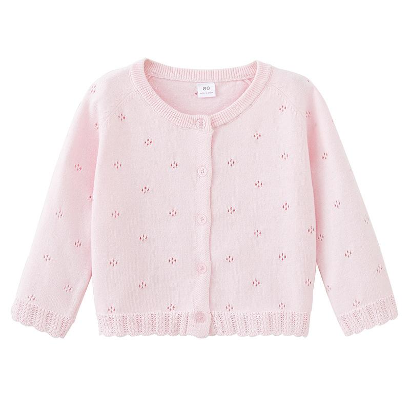 Spring and Autumn Children's Knitted Cardigan Jacket Girls Sweater Cardigan Hollow Thin Style