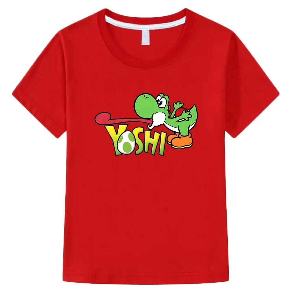 Новая детская футболка Yoshi с мультяшным принтом, повседневная, модная, милая, унисекс, для родителей и детей