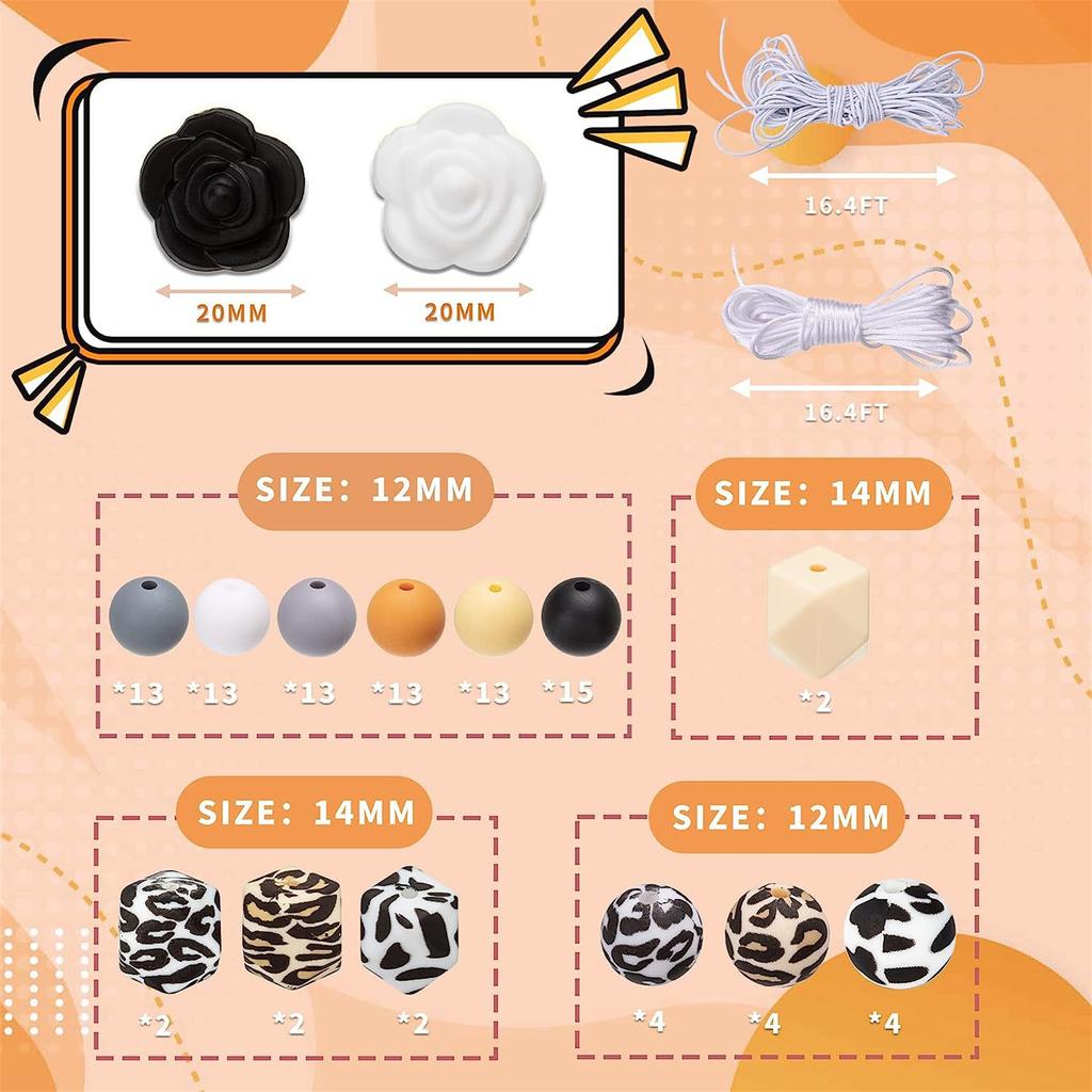 102 шт., силиконовые свободные бусины, 12 мм, ожерелья, бусины для изготовления поделок, цепочка для соски с защитой от падения, аксессуары для браслета «сделай сам»