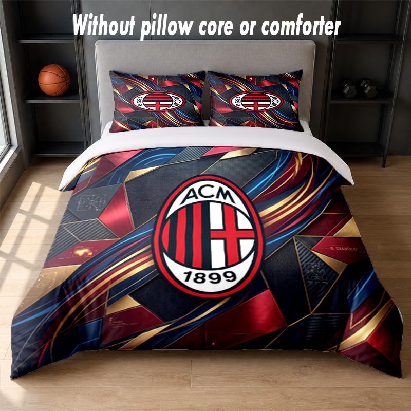 AC Milan Design Bed Bedding Set 1 Duvet Cover + 2 Pillowcases Soft Breathable Household Bed Linens