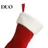 Soft Plush Gift Bags for Family 18 Inch Christmas Stocking, Classic Large Fireplace Hanging Stocking Red White Xmas Party Ornaments with Cuff