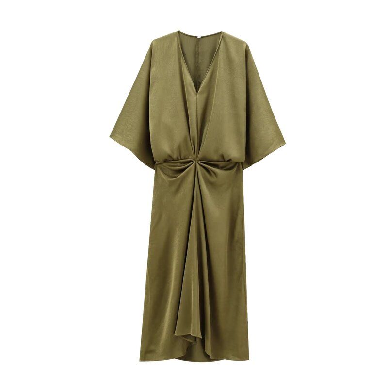 Fashion Style 2024 Autumn New Women's Clothing Stylish Ruched Effect Midi Skirt Long Dress 8227214