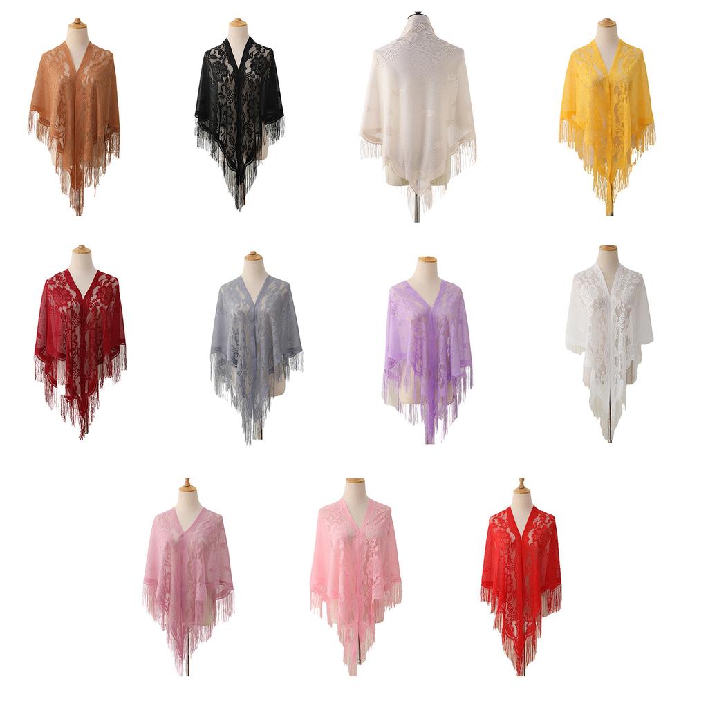Элегантная шаль с кружевной бахромой, дышащий ажурный дизайн, накидка на плечи, идеально подходит для весны и активного отдыха, мода