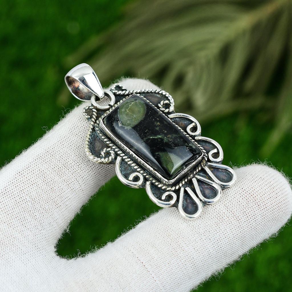 Radiant Kambaba Jasper Gemstone Sterling Silver Daughter Birthday Ethnic Pendant