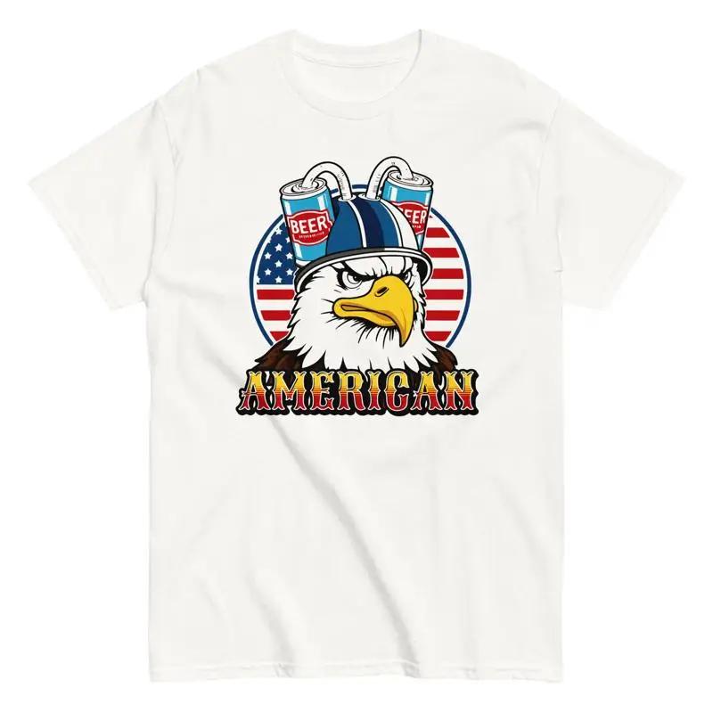 Patriotic Eagle Beer Hat American Flag Cotton T Shirt Usa