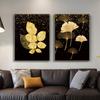Abstract Ginkgo Biloba Canvas Painting Black Gold Wall Art Posters and Prints Pictures Modern Living Room Home Wall DecorCuadros