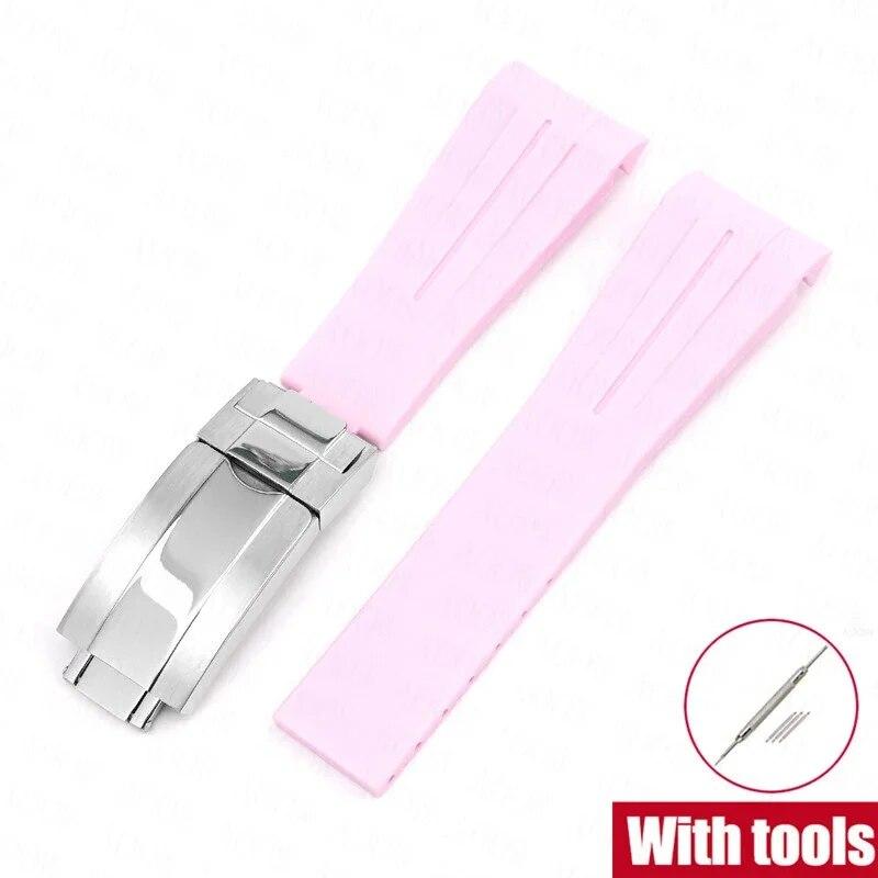 Резиновый ремешок для часов, подходит для Omega x Swatch Moonswatch, 20 мм, складная пряжка из нержавеющей стали для мужчин и женщин, изогнутый сменный ремешок для Rolex