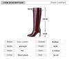Fashion 2025 Plus Size 34-43 Square Toe Women Boots Hight Heels Knee-High Boots Ladies Shoes Simple Winter Boats Black Yellow Green Red