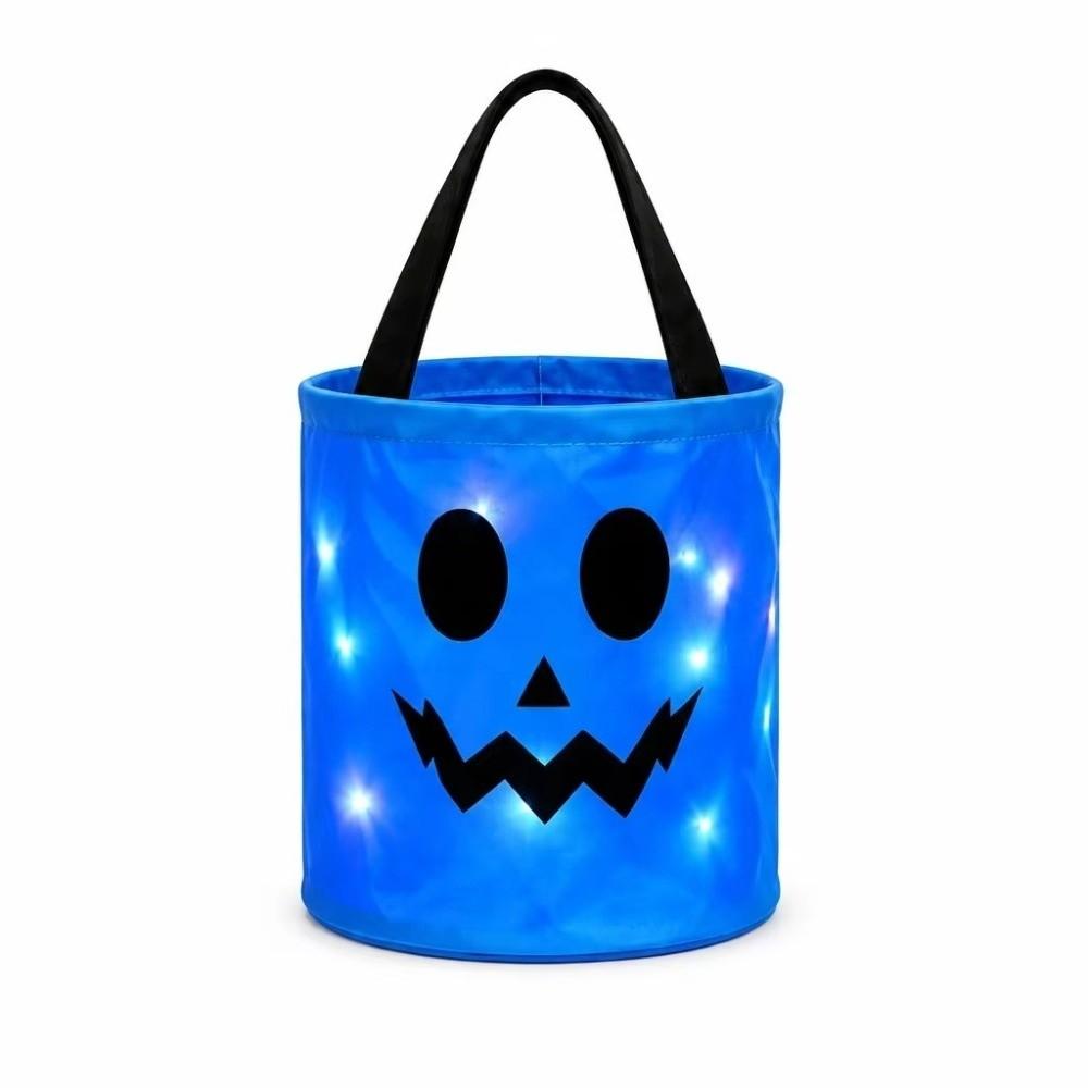 LED Halloween Candy Bucket Ghost Print Halloween Tote Bag New Pumpkin Bucket Kids